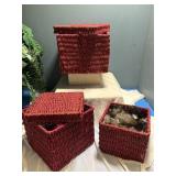Red wicker baskets
