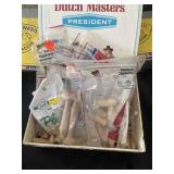 Cigar boxes with wooden pegs for woodwork or