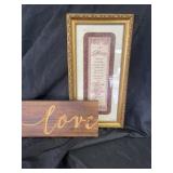 Wall decor. Mother piture. Love plaque.