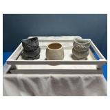 2 sm gray owl shaped planter