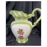Green & white flowered pitcher
