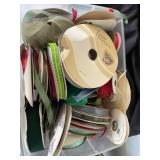 Over 30 rolls of satin , velvet,& misc ribbon