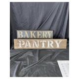 2 wooden kitchen signs.