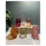 6 assorted glass containers