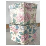 2 floral storage stackable boxes