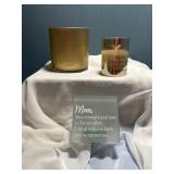 Gold glass container, and Mom strength & love