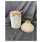 Ristic neatal can and milk strainer.