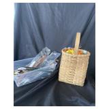 Pipe cleaner, floral wire and basket with ribbon