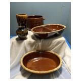 Vintage oven proof brown drip glaze pattern