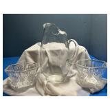Large glass pitcher & candy dish
