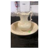 Stoneware, pitcher, and bowl