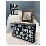 3 wooden wall plaques