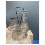 Antique oil & salt & pepper holder bottle missing