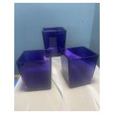 3 purple design cubes 4 1/2' tall 4x4' sq