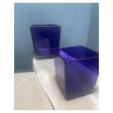 2 purple design cubes 41/2' tall 4x4' sq