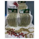 3 sets of golden Christmas beads