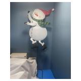 New metal solar snowman yard sign