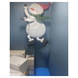 New metal solar snowman yard sign