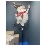 New metal solar snowman yard sign
