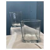 2 clear glass design cubes