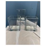 3 clear glass cubes