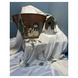 Christmas decor and 2 strands of garland .