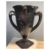 Vintage capital L. E. Smith black amethyst glass