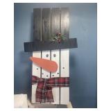 New wooden snowman sign hangs or sits 24 x 9'