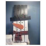 New wooden snowman hangs or sits 24 x 9'