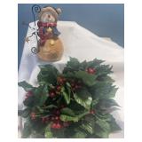 Resin snowman with Holly candle ring