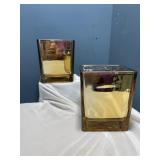 2 gold metallic square cubes new 41/2' tall 4' sq