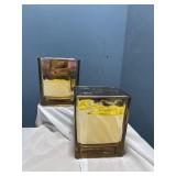 2 square cubes gold metallic 41/2 ' tall 4X4? sq