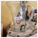 MCM glass pitcher with serving tray