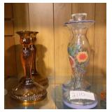 Hand painted candle and amber
