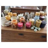 Lots of candles and soap, dishes