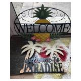 2 metal welcome signs