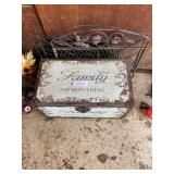 family trunk with bird feeder and other