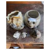 Ceramic Frogs, Sea Shell Pottery and fish