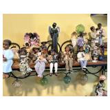 Black iron shelf with figurines