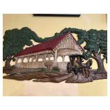 Covered bridge wall hanging in plaque