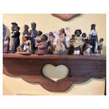 Wood shelf with figurines