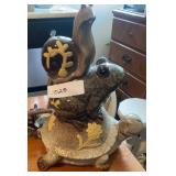 Turtle frog and snail figurine