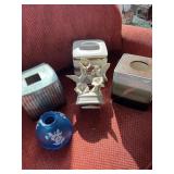 3 tissue holders, one hummingbird music box
