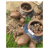 2 turtle planters