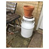 white milk can and planter