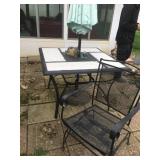 outdoor table, 1 chair, w/ umbrella