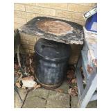 Milk Can, Black with wood top