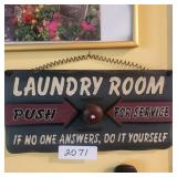 wooden laundry room sign