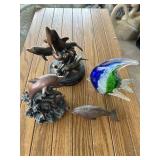 Dolphin, figurines, glass fish figurine
