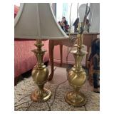 2 brass lamps missing one shade